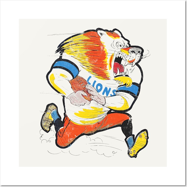 Detroit Lions - 60s Aesthetic Design Wall Art by CultOfRomance